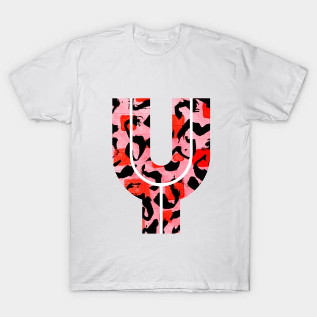 Letter Y Watercolour Leopard Print Alphabet Red T-Shirt by Squeeb Creative